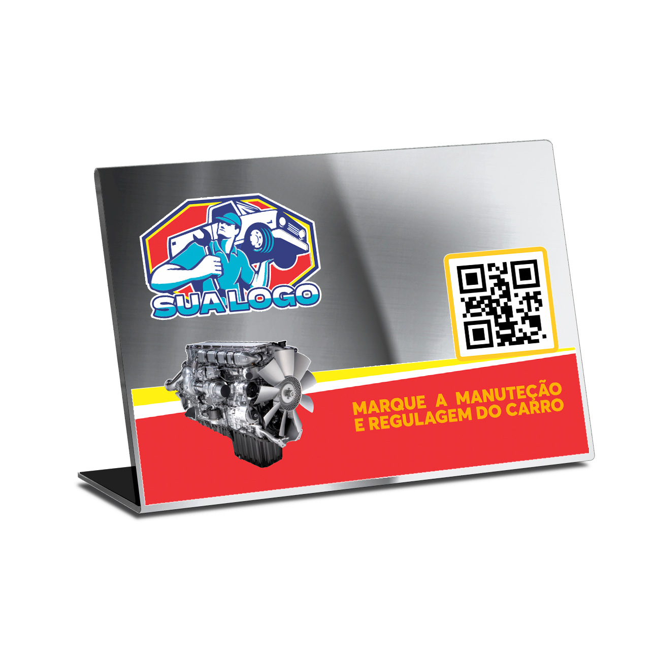 Placa De Qr Code Pix Dtf Uv Acrílico Espelhado Prateado 3mm (300x210mm)