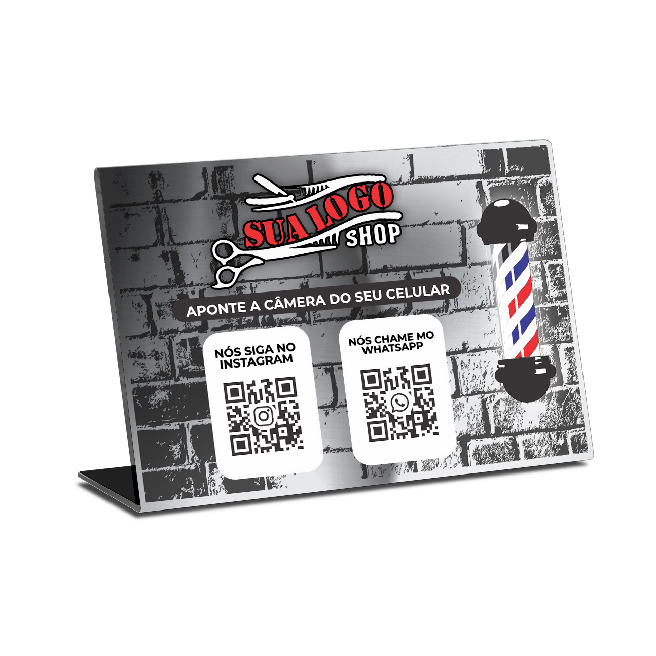 Placa De Qr Code Pix Dtf Uv Acrílico Espelhado Prateado 3mm (300x210mm)