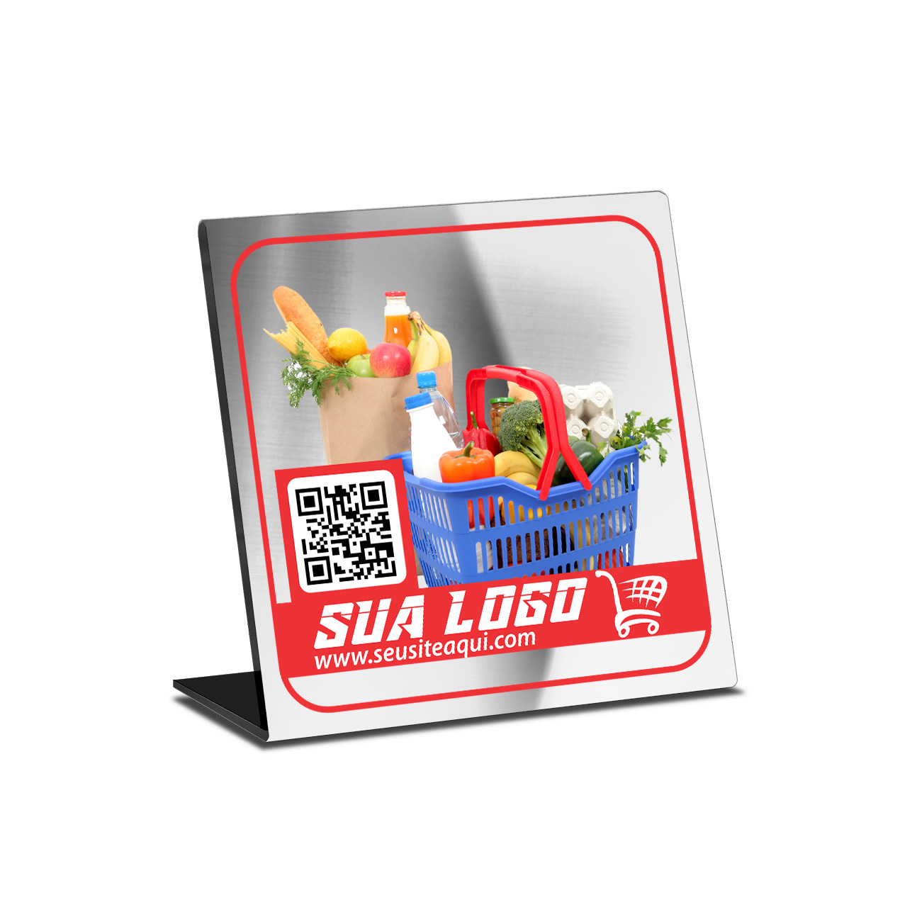 Placa De Qr Code Pix Dtf Uv Acrílico Espelhado Prateado 3mm (150x150mm)