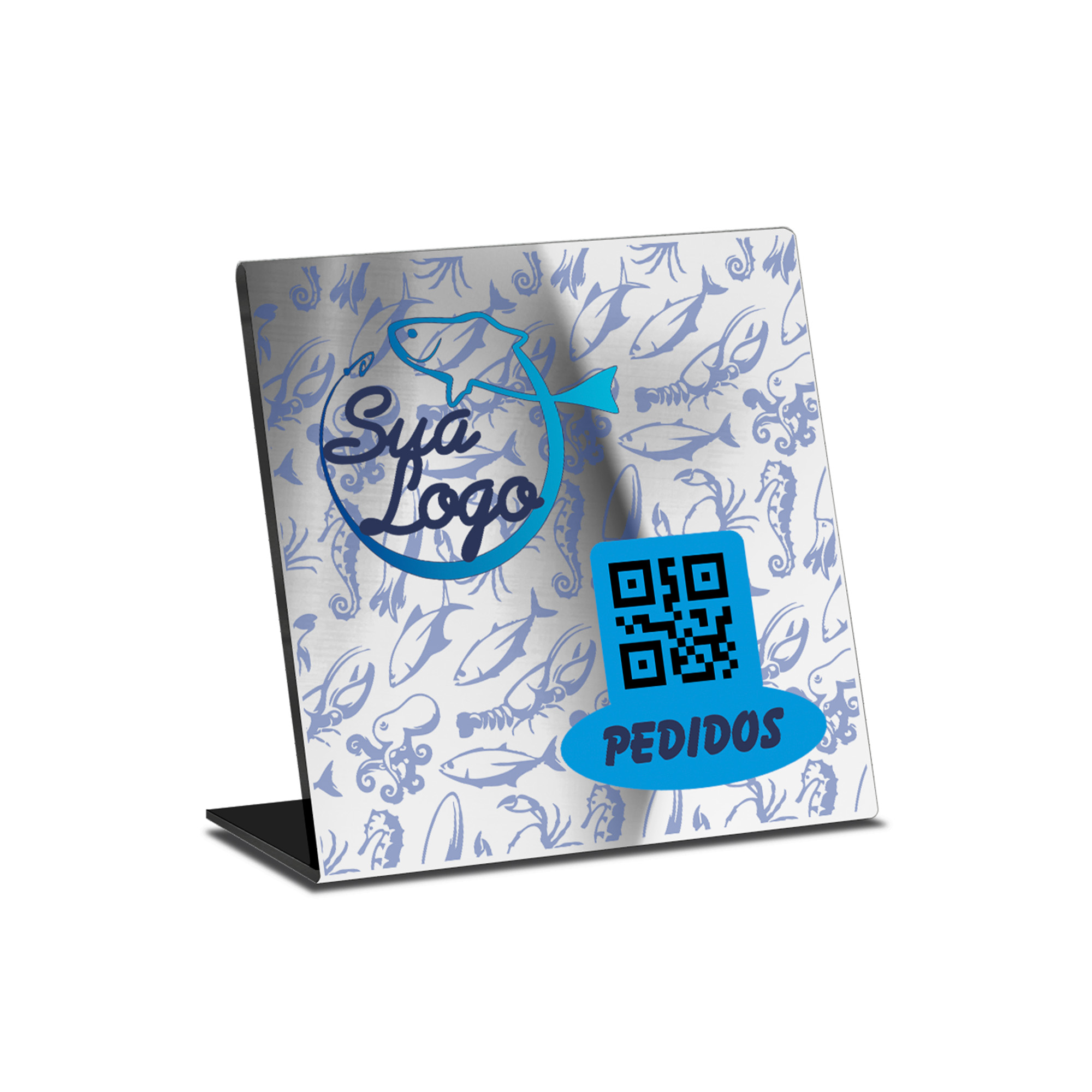 Placa De Qr Code Pix Dtf Uv Acrílico Espelhado Prateado 3mm (150x150mm)