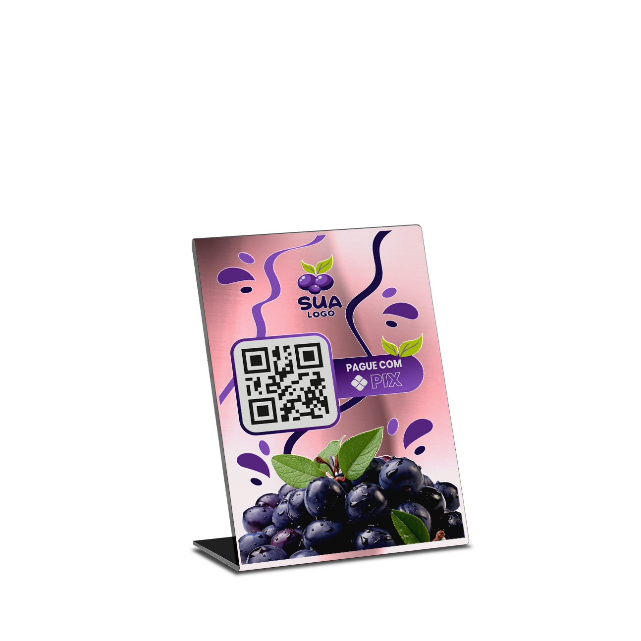 Placa De Qr Code Pix Dtf Uv Acrílico Espelhado Rosé 3mm (150x210mm)