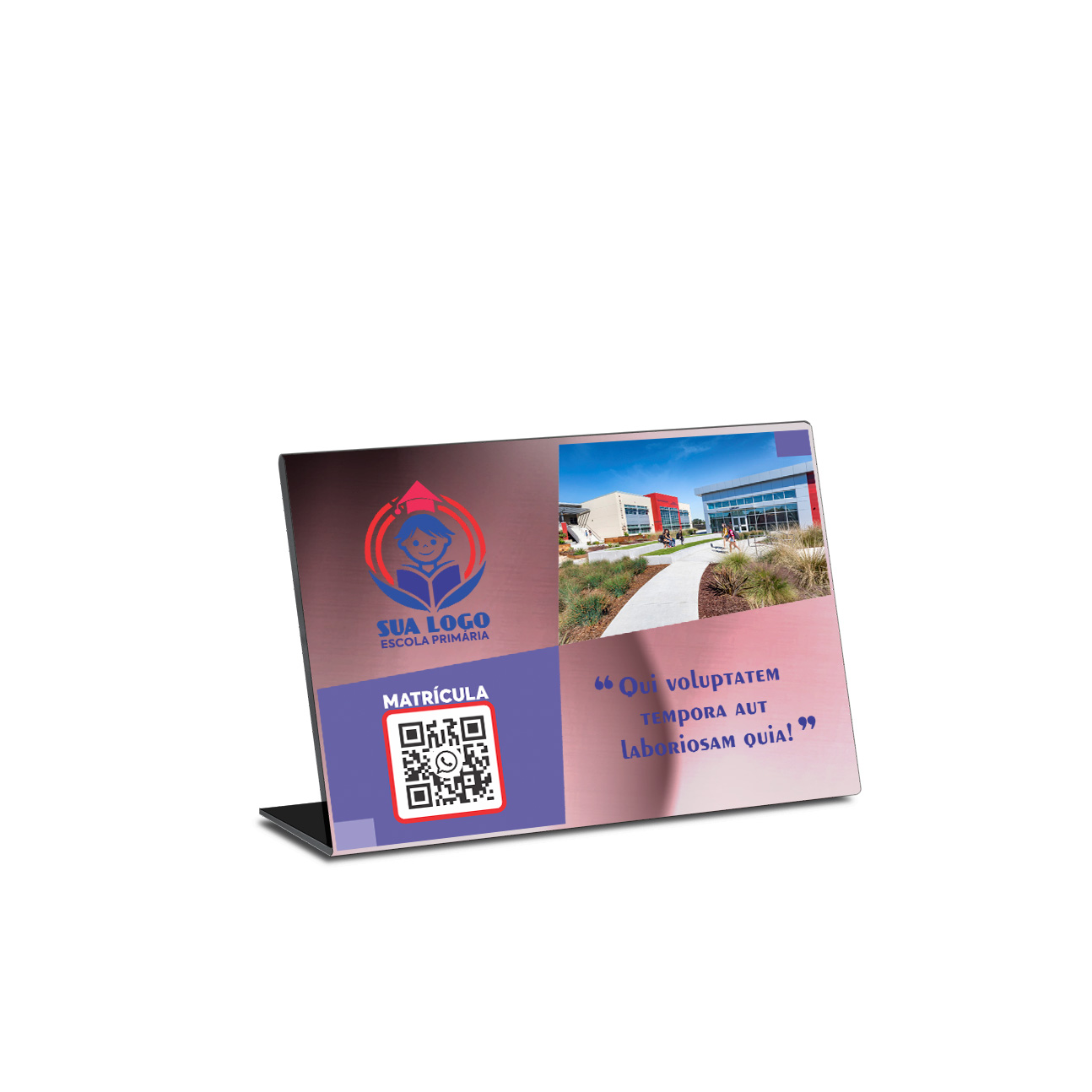 Placa De Qr Code Pix Dtf Uv Acrílico Espelhado Rosé 3mm (210x150mm)