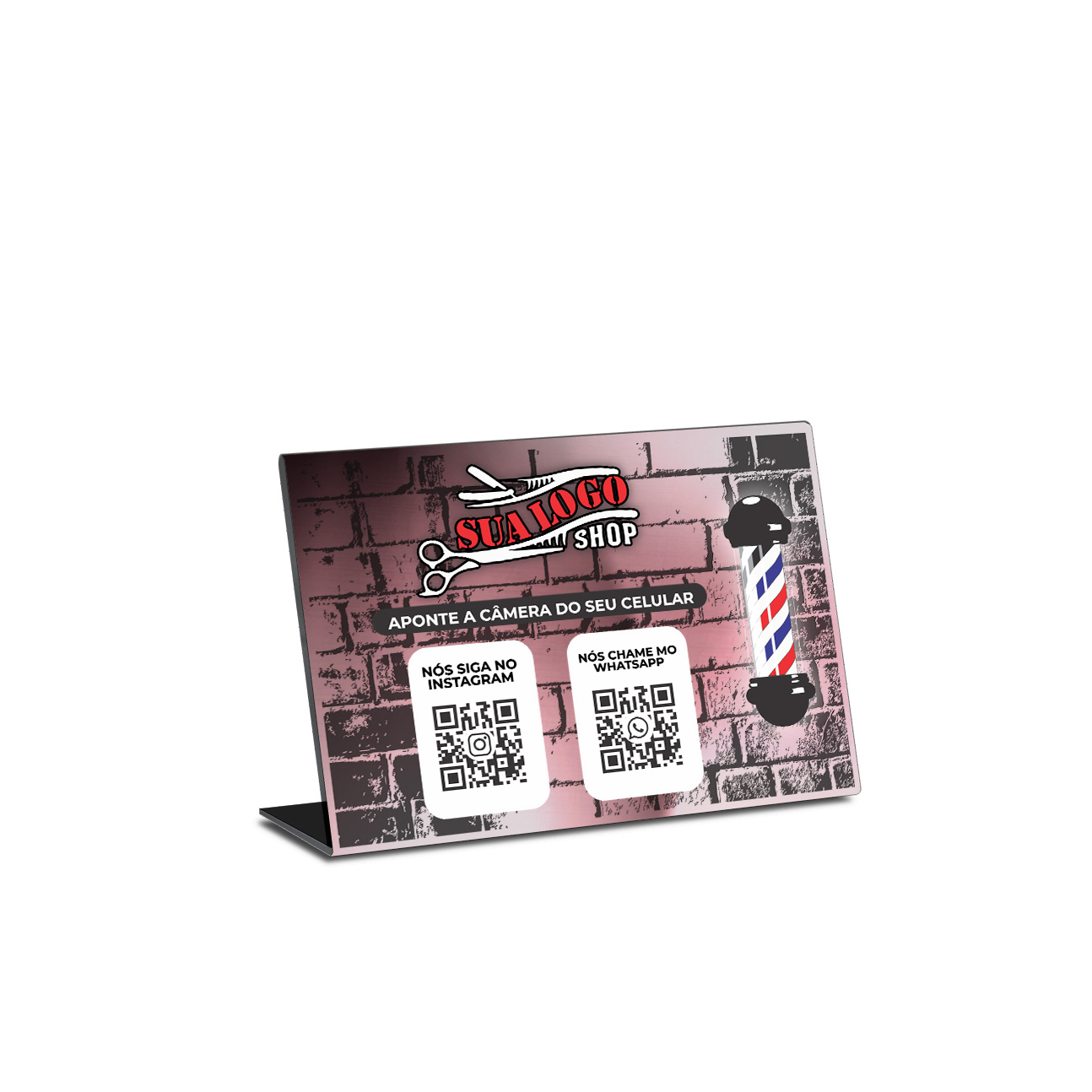 Placa De Qr Code Pix Dtf Uv Acrílico Espelhado Rosé 3mm (210x150mm)