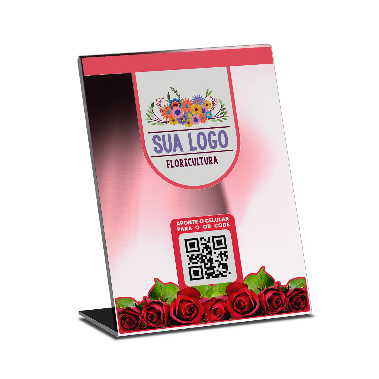 Placa De Qr Code Pix Dtf Uv Acrílico Espelhado Rosé 3mm (210x300mm)
