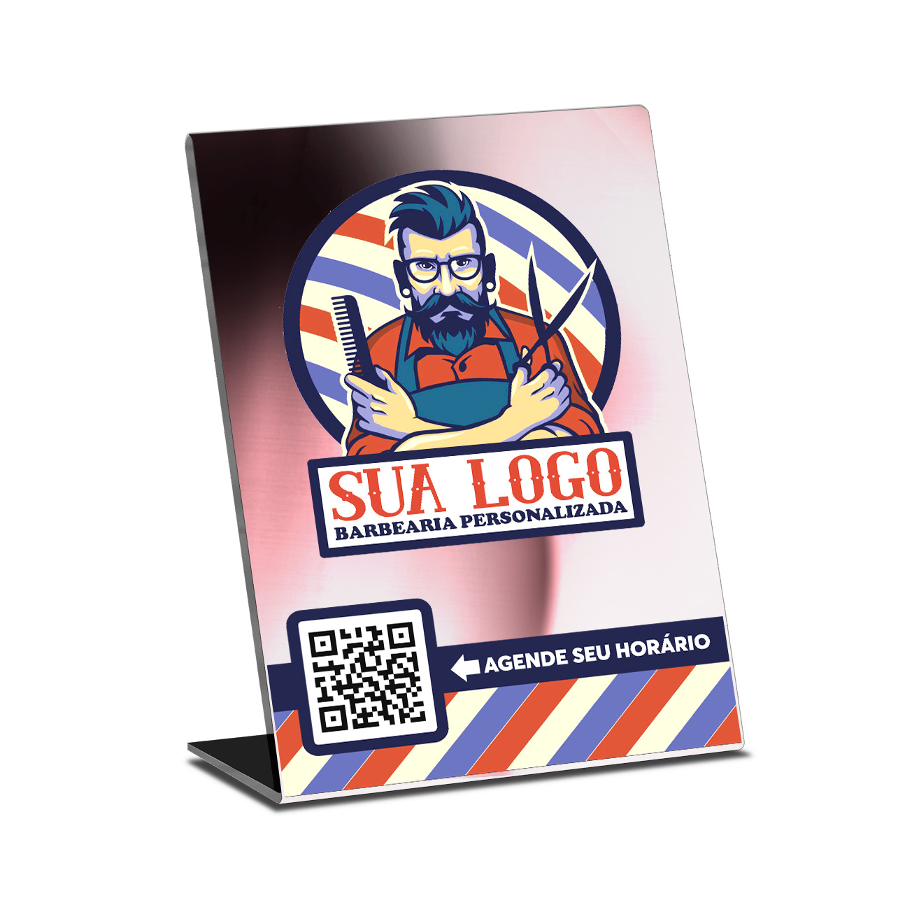 Placa De Qr Code Pix Dtf Uv Acrílico Espelhado Rosé 3mm (210x300mm)