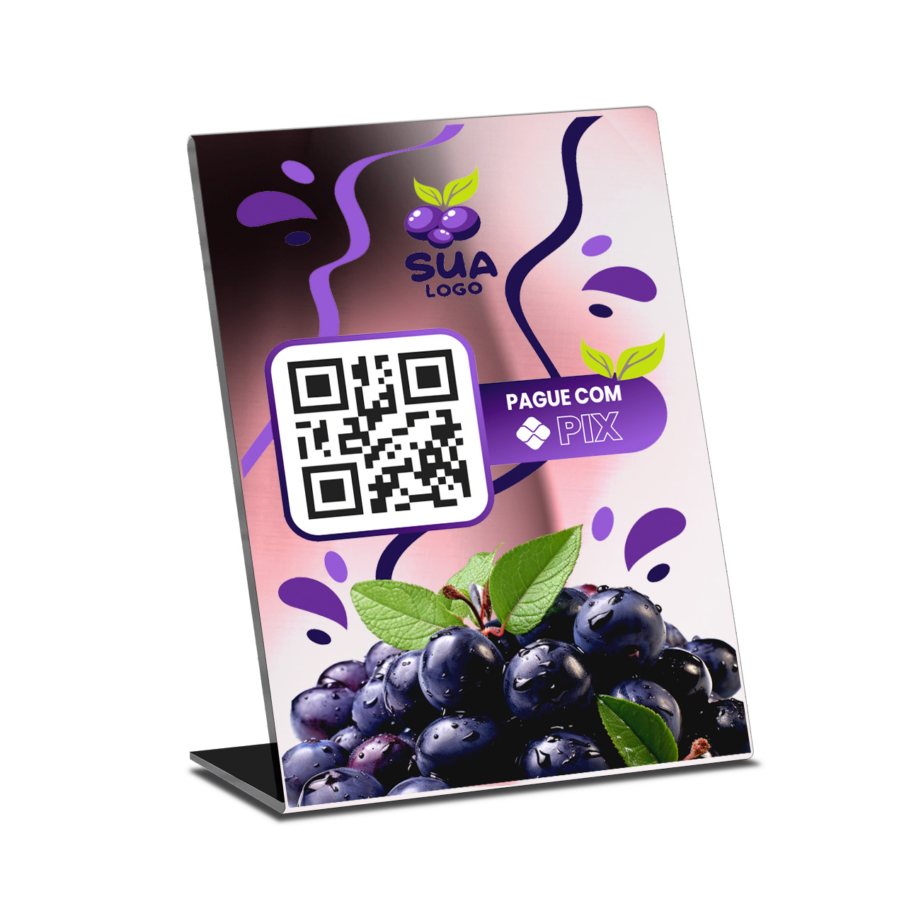 Placa De Qr Code Pix Dtf Uv Acrílico Espelhado Rosé 3mm (210x300mm)