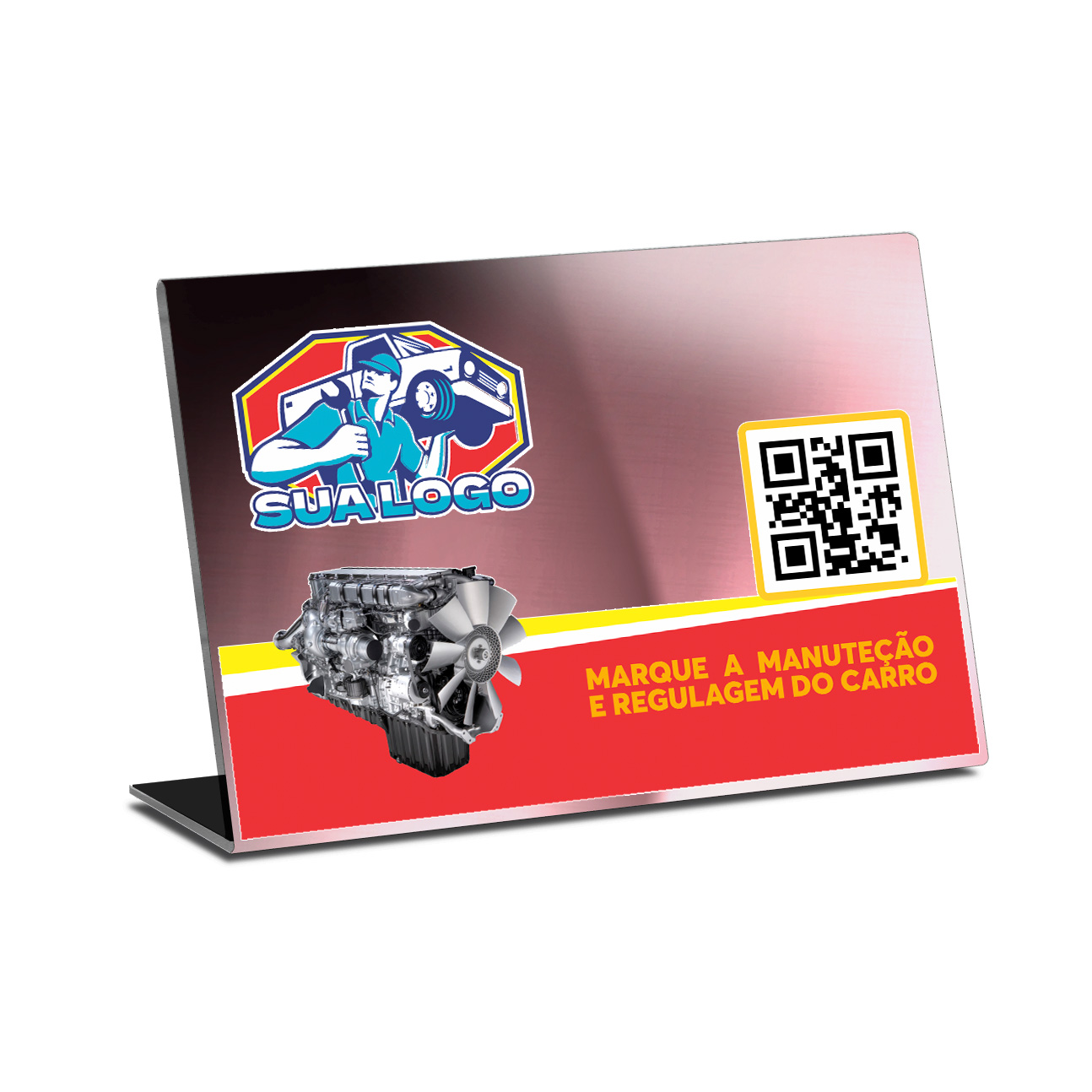 Placa De Qr Code Pix Dtf Uv Acrílico Espelhado Rosé 3mm (300x210mm)