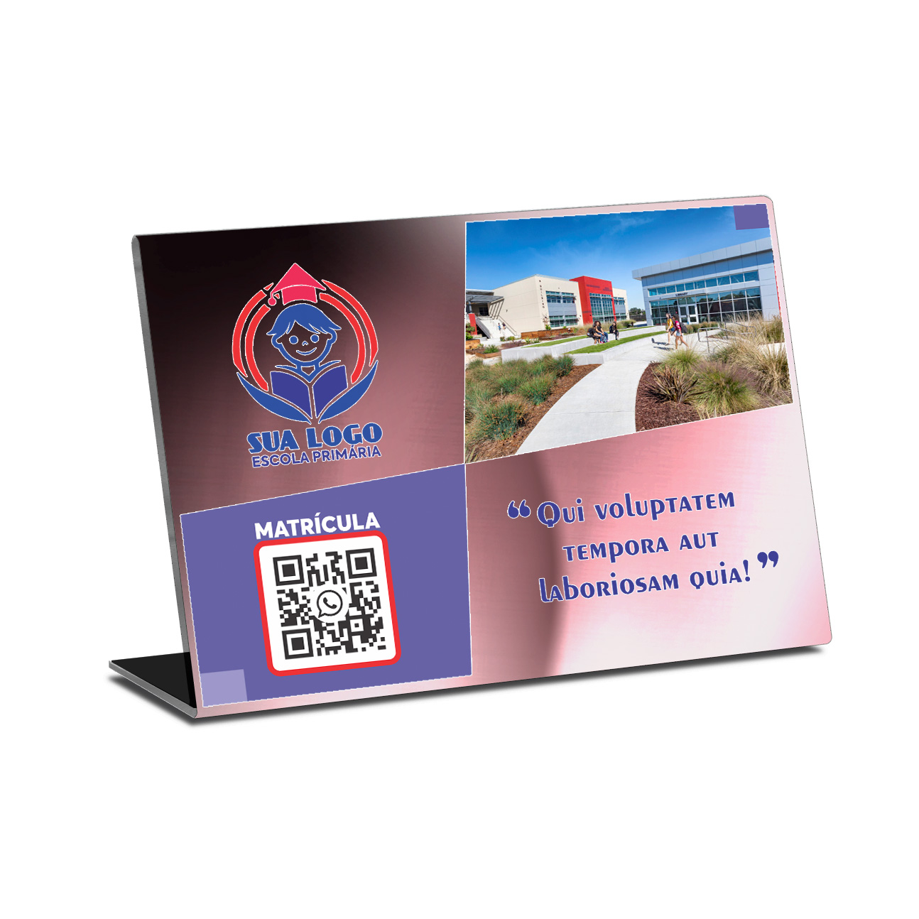 Placa De Qr Code Pix Dtf Uv Acrílico Espelhado Rosé 3mm (300x210mm)