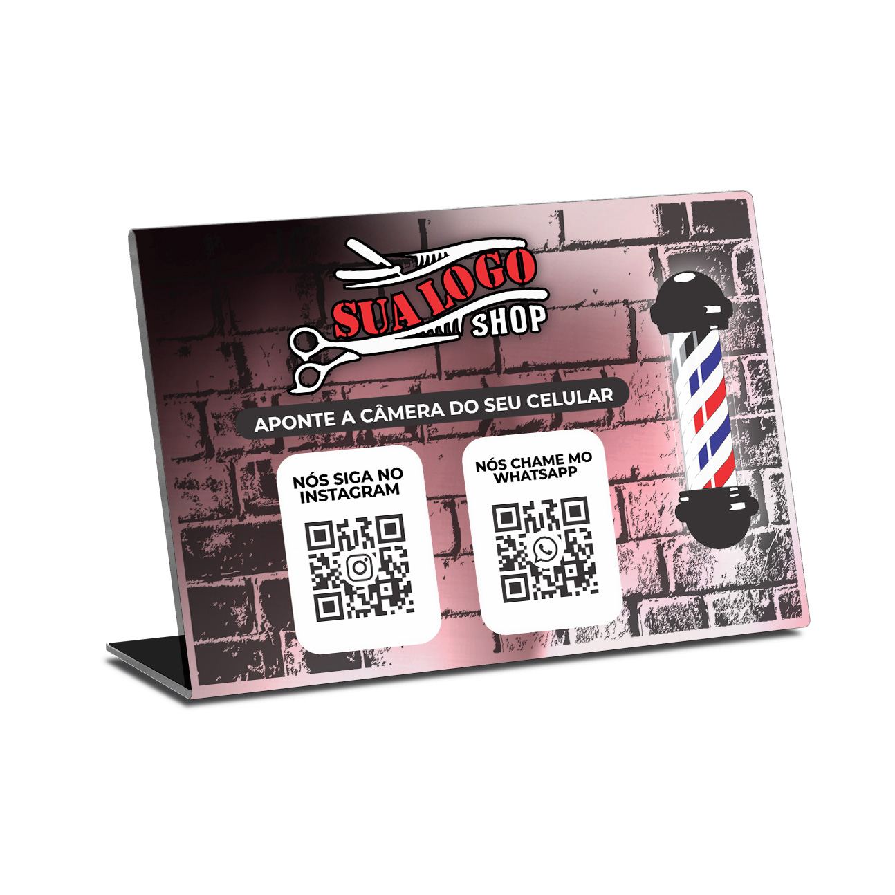 Placa De Qr Code Pix Dtf Uv Acrílico Espelhado Rosé 3mm (300x210mm)