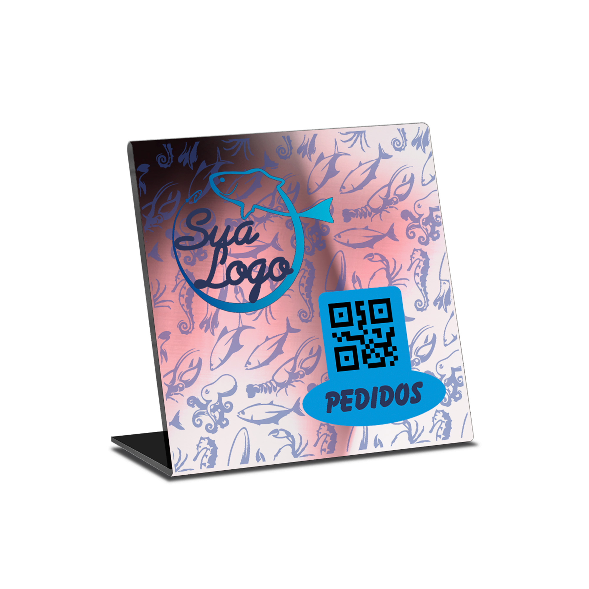 Placa De Qr Code Pix Dtf Uv Acrílico Espelhado Rosé 3mm (150x150mm)