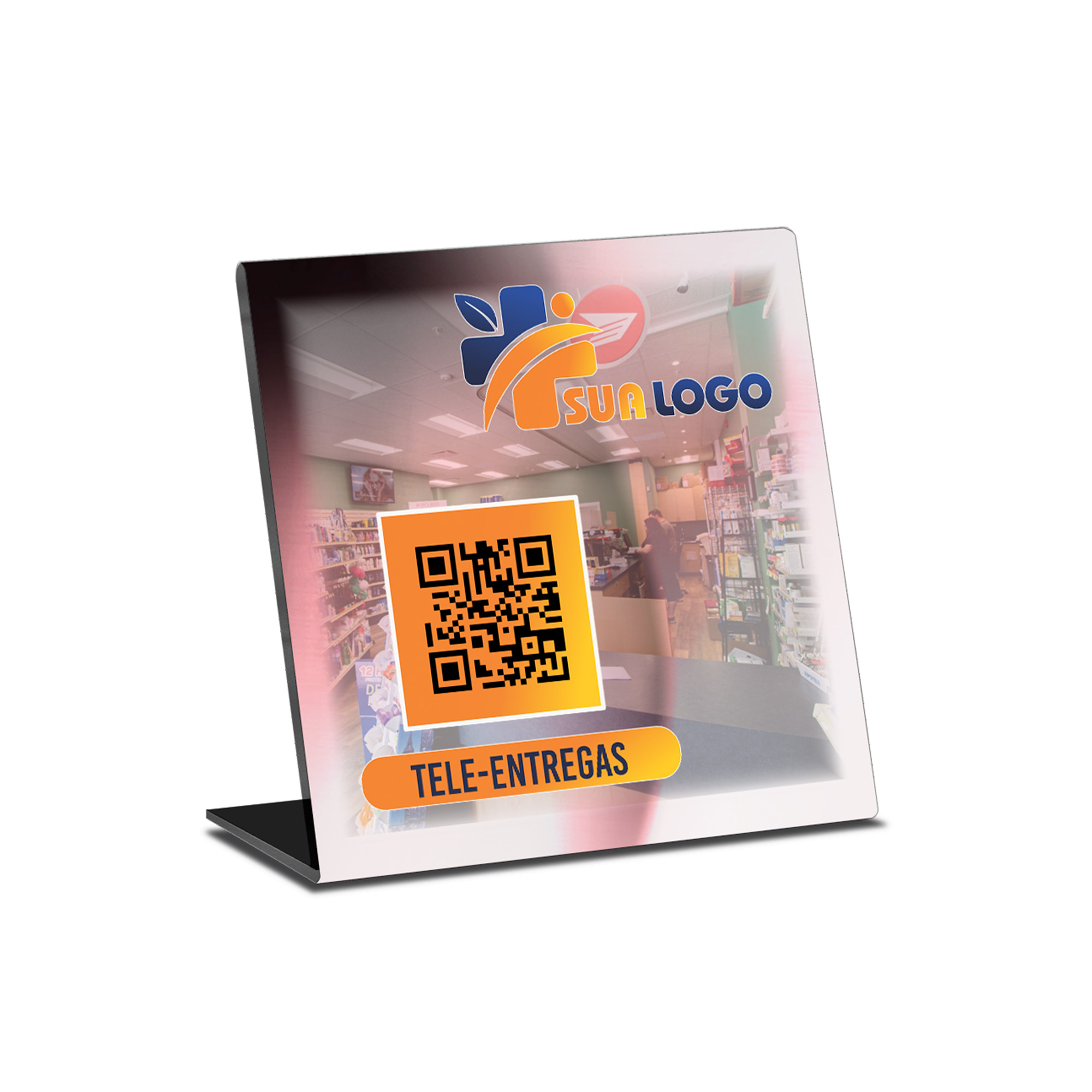 Placa De Qr Code Pix Dtf Uv Acrílico Espelhado Rosé 3mm (150x150mm)