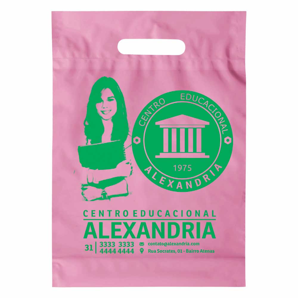 Sacolas Personalizadas Plásticas Boca Vazada 0,09 Micras Polietileno (Rosa)