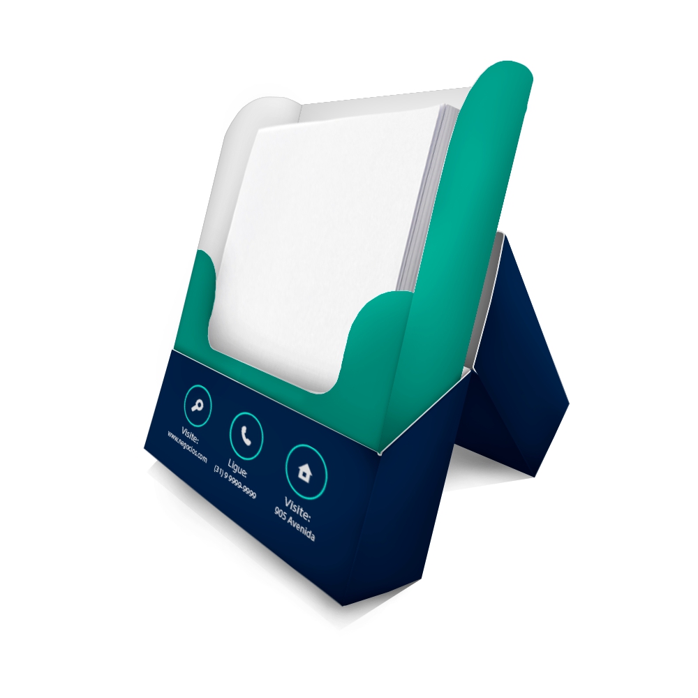 Caixa Porta Bloco Com Folhas Brancas Supremo 255g Verniz Uv Total Frente