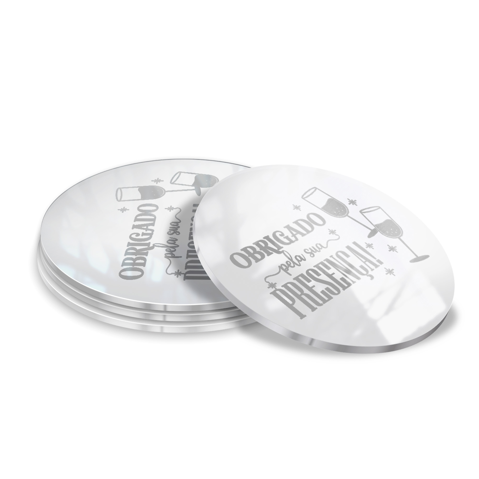 Porta Copos Acrílico 3mm Impressão Laser Branco