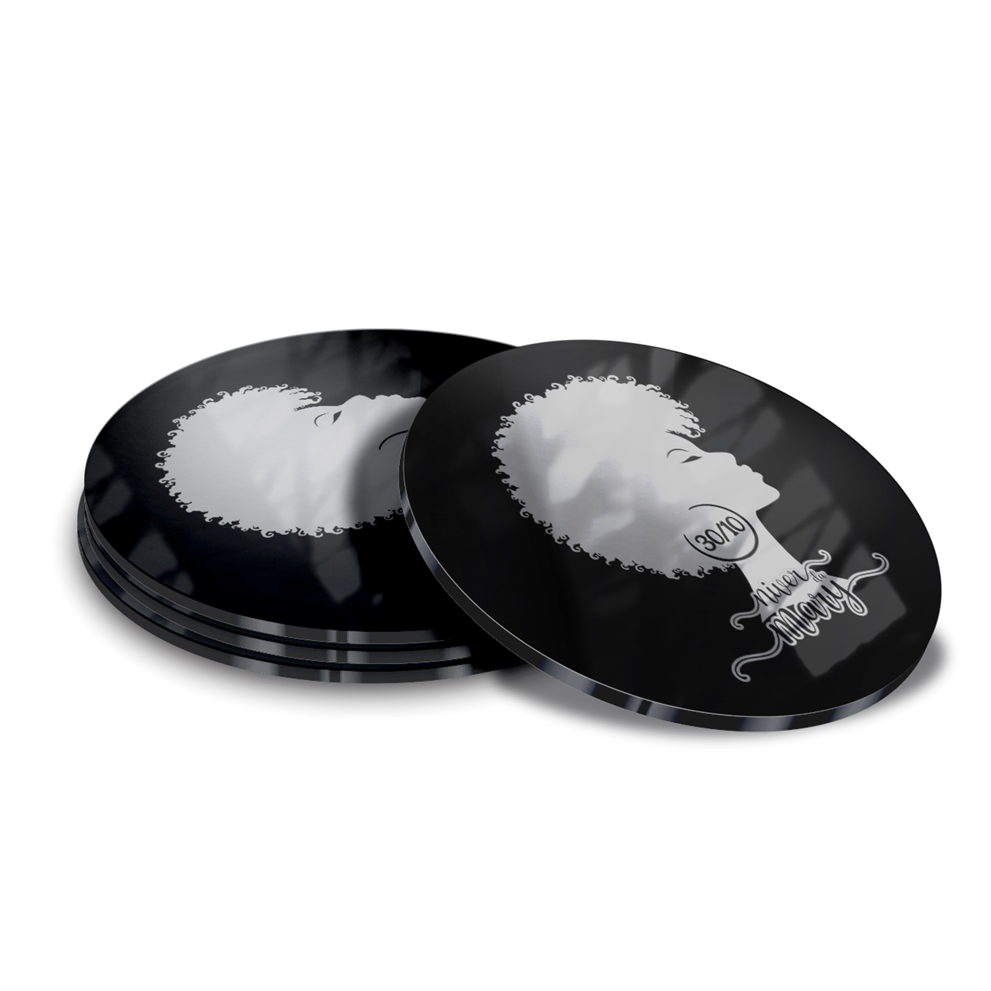 Porta Copos Acrílico 3mm Impressão Laser Preto