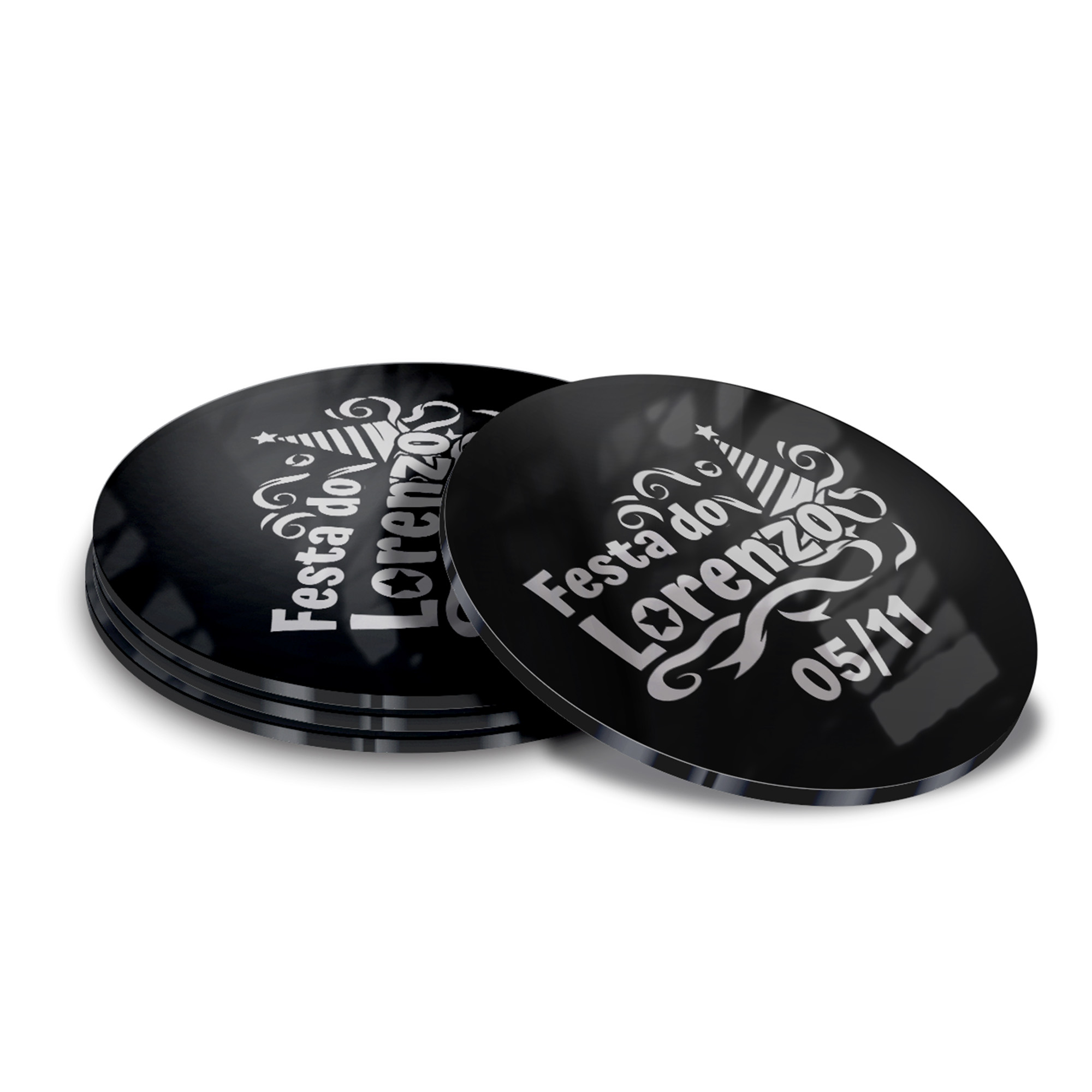 Porta Copos Acrílico 3mm Impressão Laser Preto