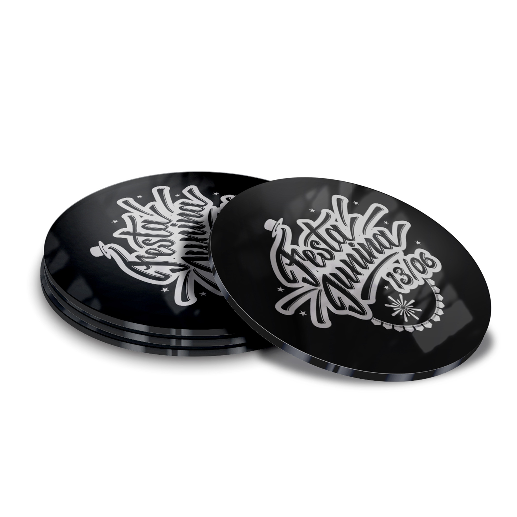 Porta Copos Acrílico 3mm Impressão Laser Preto