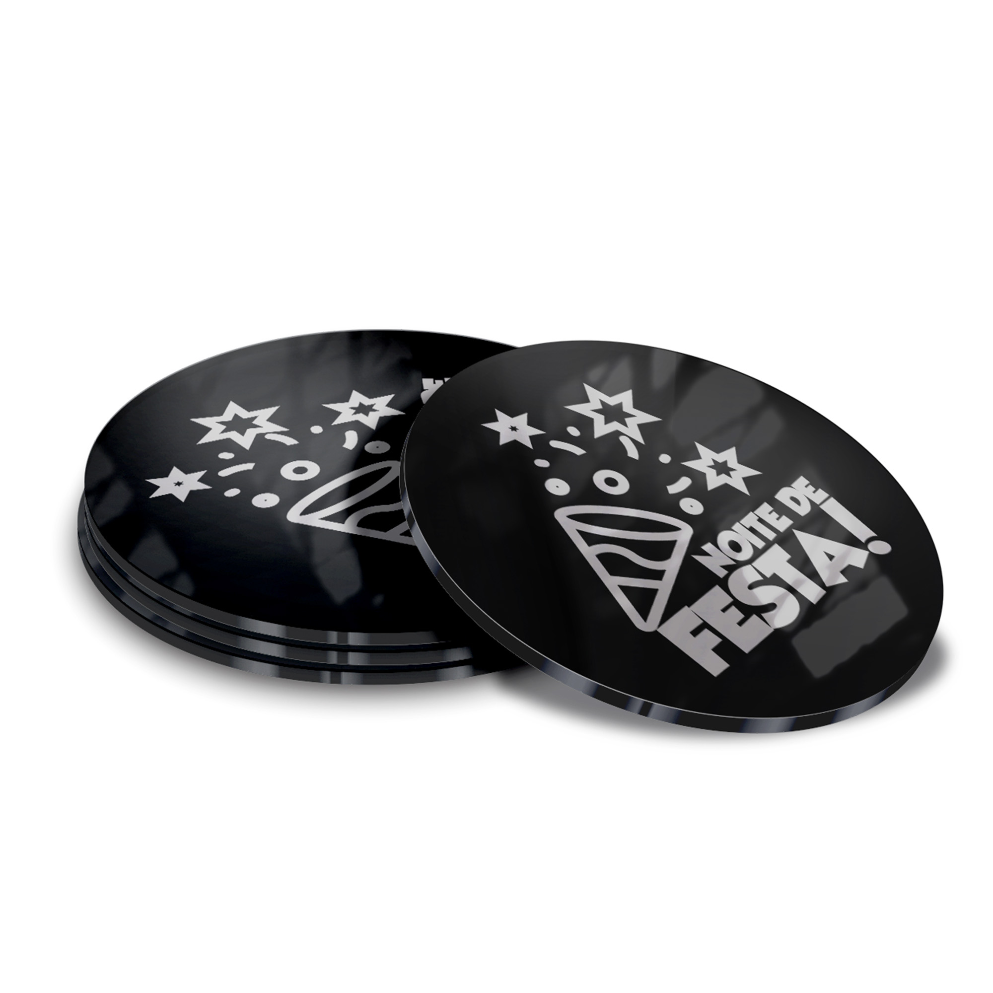 Porta Copos Acrílico 3mm Impressão Laser Preto