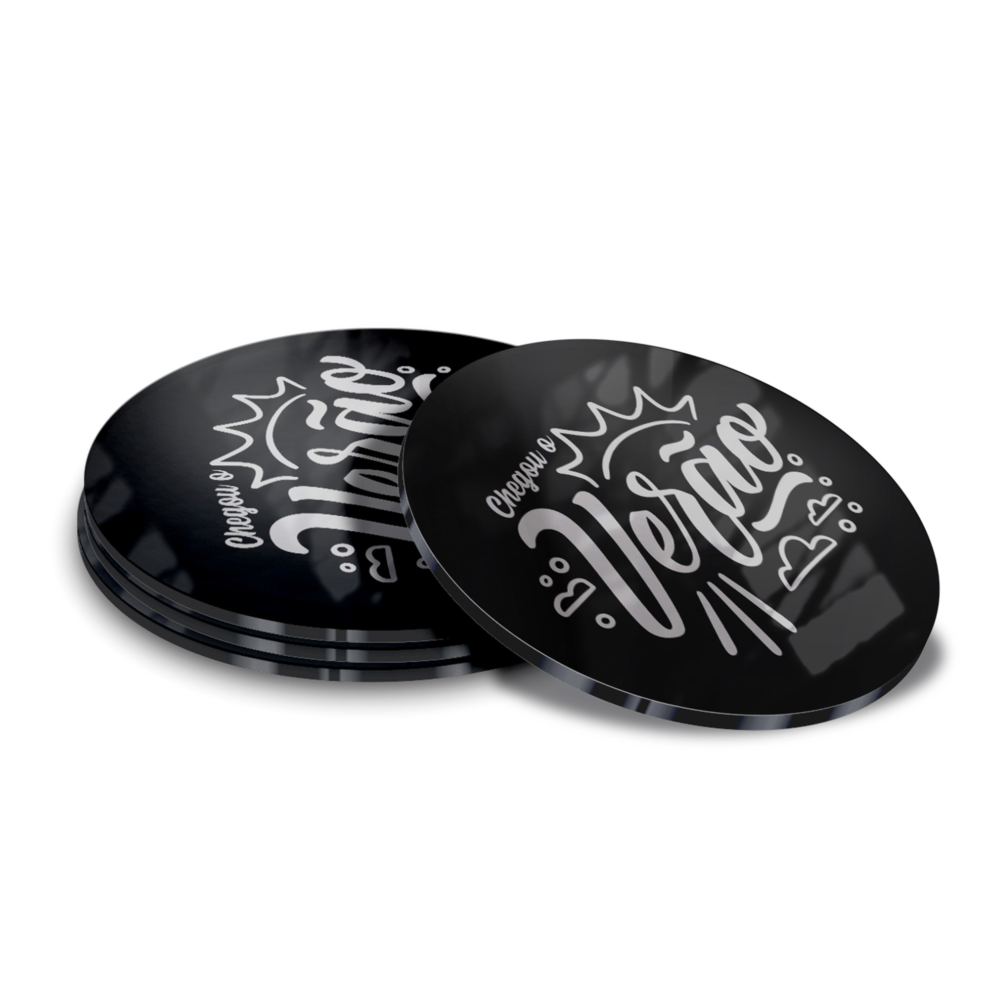 Porta Copos Acrílico 3mm Impressão Laser Preto