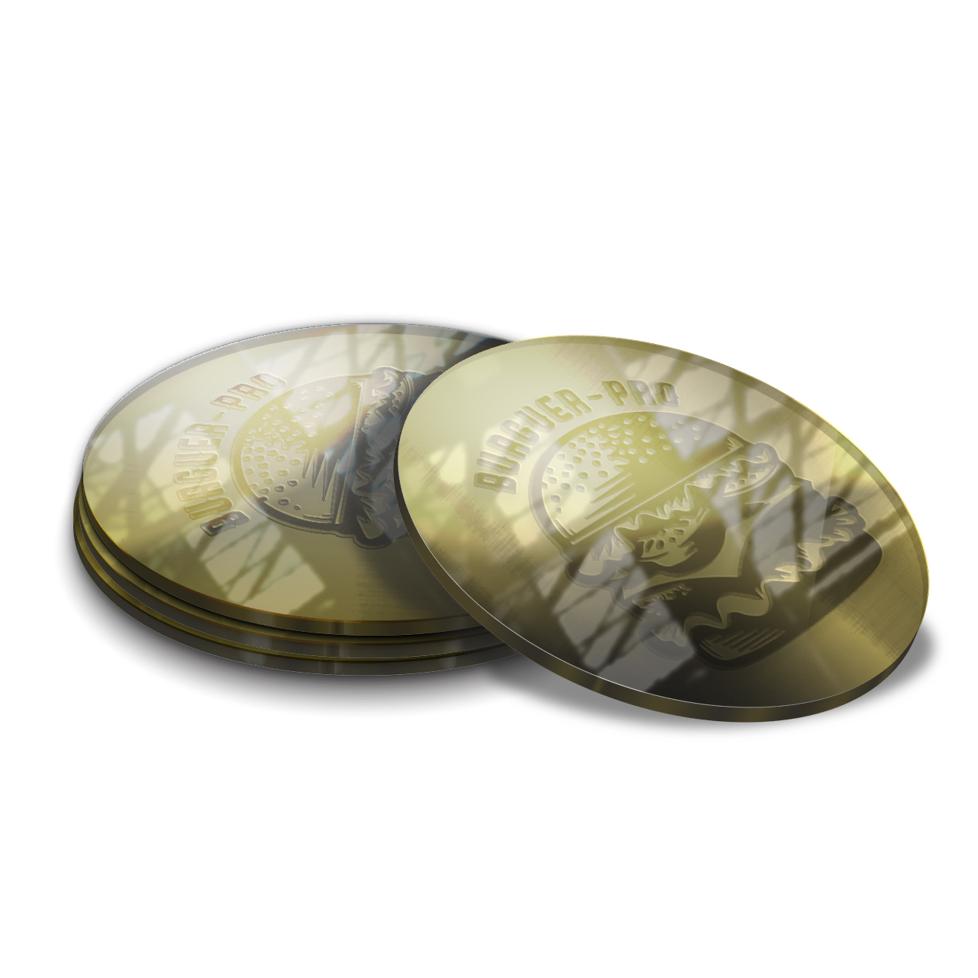 Porta Copos Acrílico 3mm Impressão Laser Espelhado Dourado