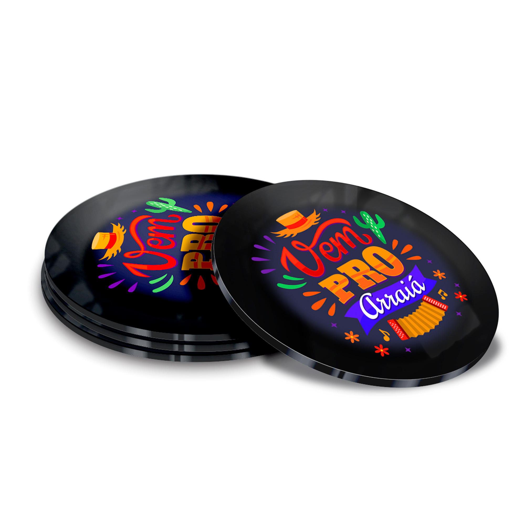 Porta Copos Acrílico 3mm Impressão Uv Preto 3mm