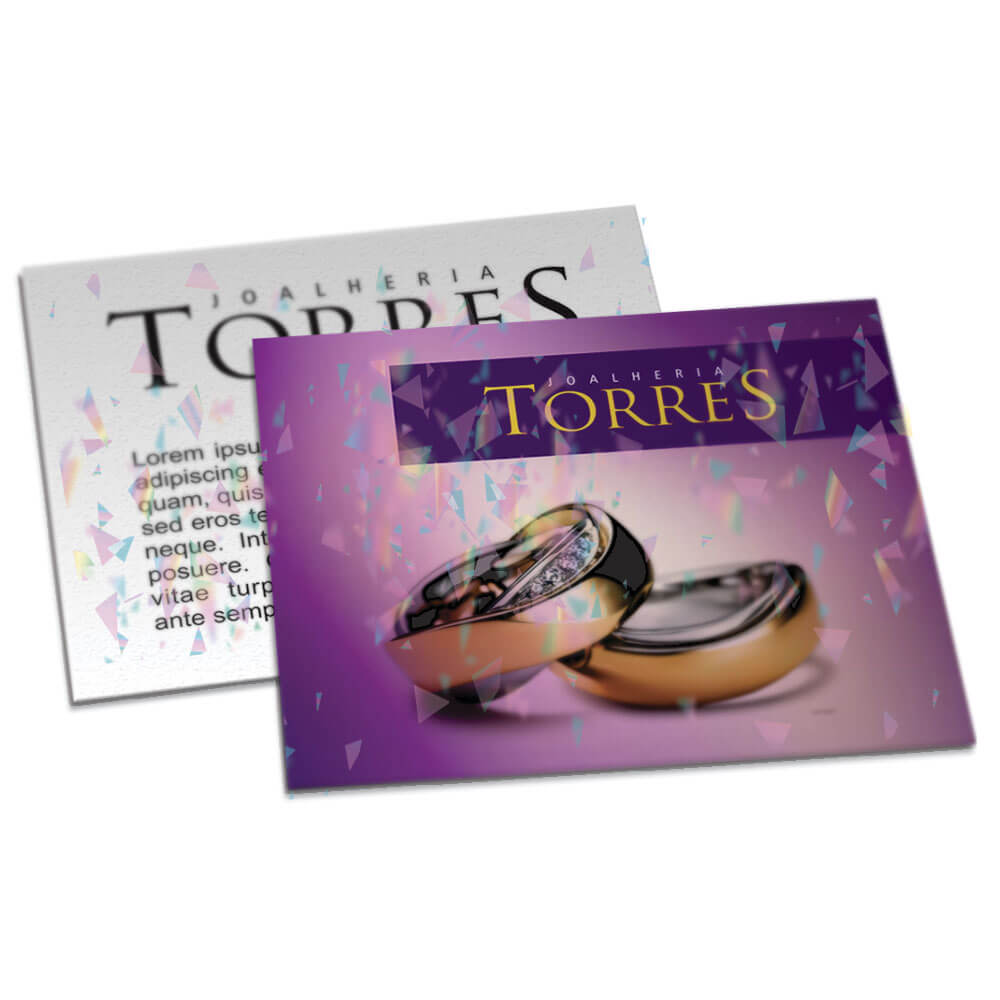 Postais Couchê 300g Laminação Holográfica Frente e Verso (182x153mm)