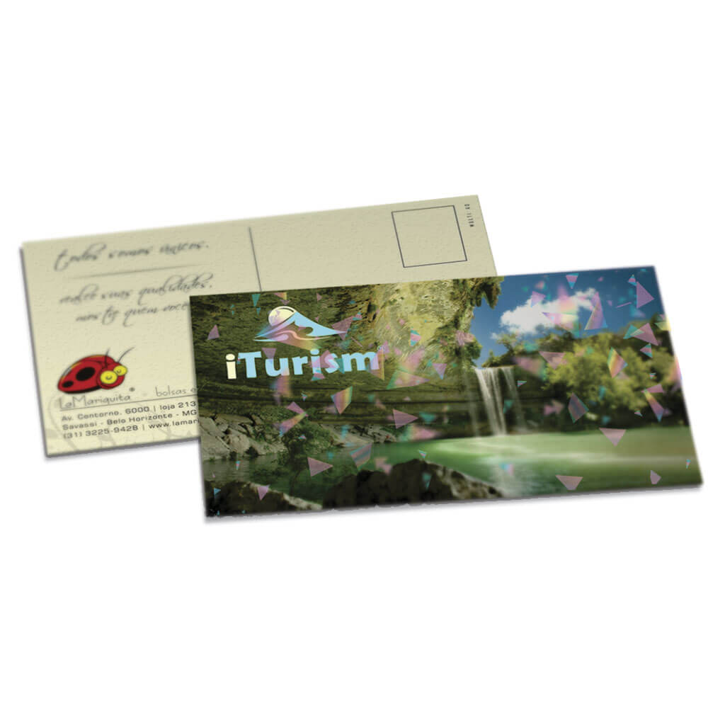 Postais Couchê 300g Laminação Holográfica Frente (182x102mm)