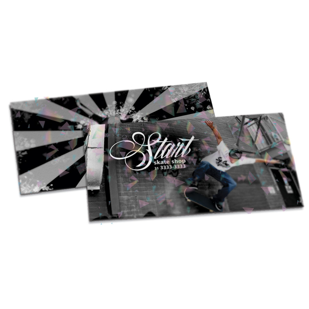 Postais Couchê 300g Laminação Holográfica Frente e Verso (182x102mm)