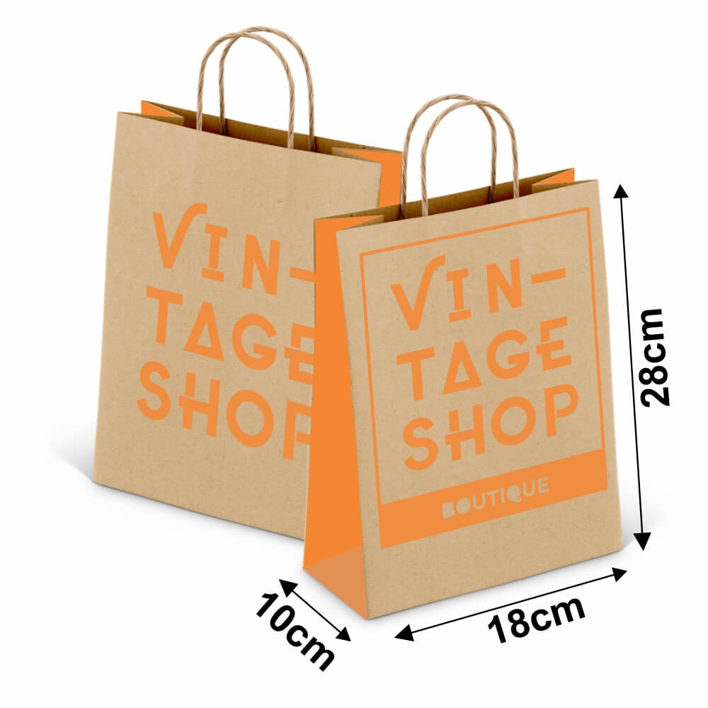 Sacolas Personalizadas Kraft Com Alça 80g 1x0 Tamanho P (180x280mm)