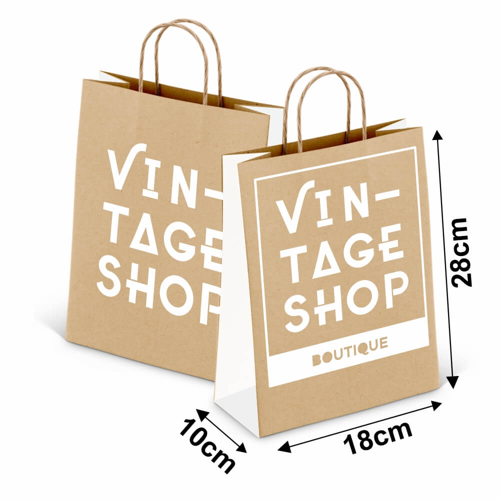 Sacolas Personalizadas Kraft Com Alça 80g 1x0 Tamanho P (180x280mm)