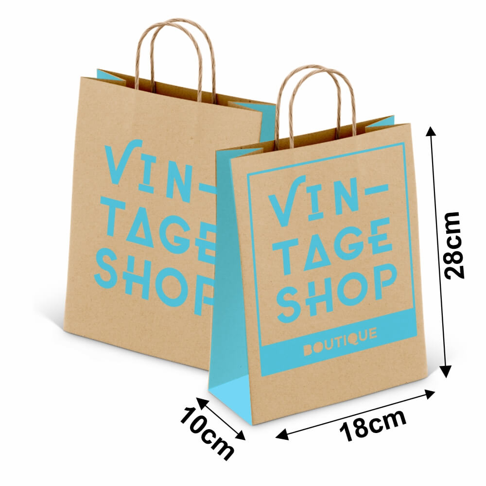 Sacolas Personalizadas Kraft Com Alça 80g 1x0 Tamanho P (180x280mm)