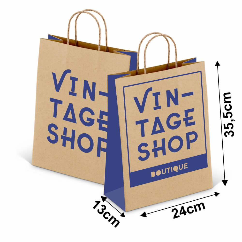 Sacolas Personalizadas Kraft Com Alça 80g 1x0 Tamanho M (240x355mm)