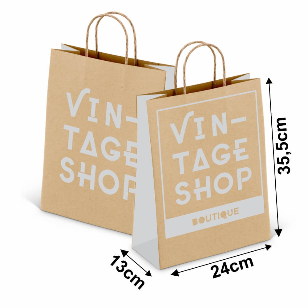 Sacolas Personalizadas Kraft Com Alça 80g 1x0 Tamanho M (240x355mm)