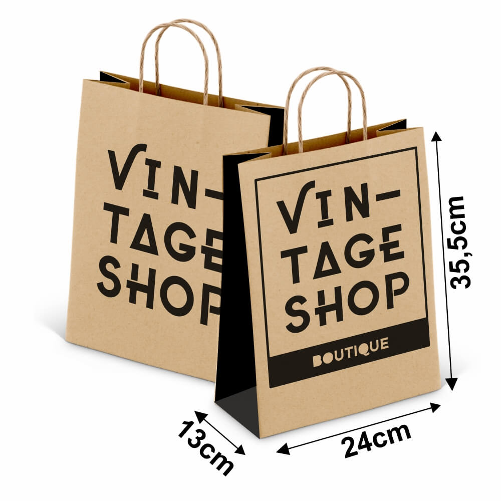 Sacolas Personalizadas Kraft Com Alça 80g 1x0 Tamanho M (240x355mm)