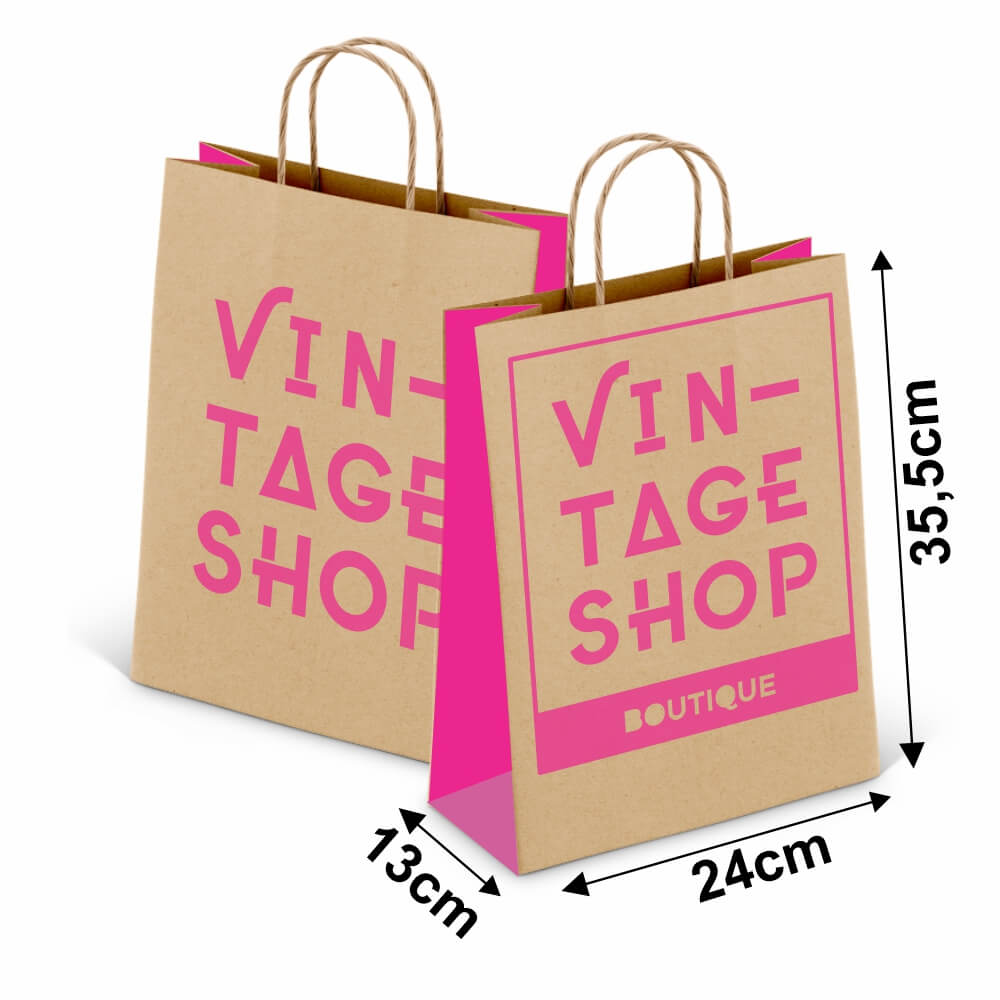 Sacolas Personalizadas Kraft Com Alça 80g 1x0 Tamanho M (240x355mm)