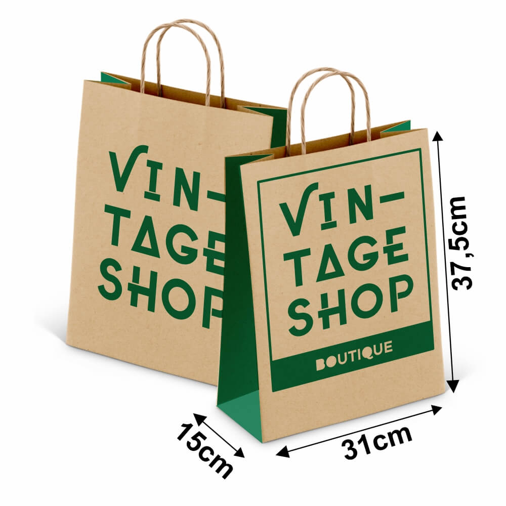 Sacolas Personalizadas Kraft Com Alça 80g 1x0 Tamanho G (310x375mm)