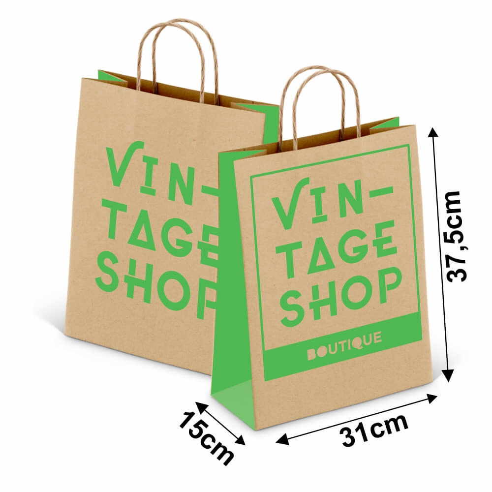 Sacolas Personalizadas Kraft Com Alça 80g 1x0 Tamanho G (310x375mm)