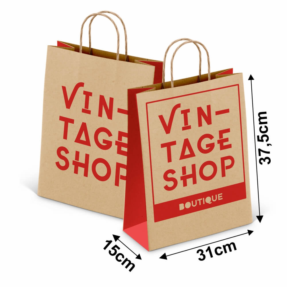 Sacolas Personalizadas Kraft Com Alça 80g 1x0 Tamanho G (310x375mm)