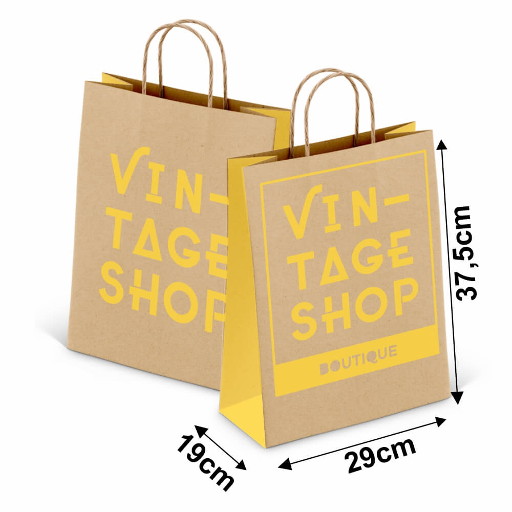 Sacolas Personalizadas Kraft Com Alça 80g 1x0 Tamanho GG (290x375mm)