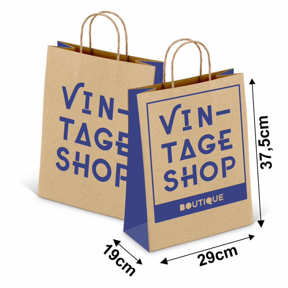 Sacolas Personalizadas Kraft Com Alça 80g 1x0 Tamanho GG (290x375mm)