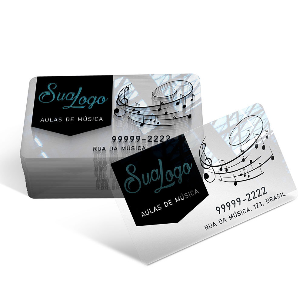 Cartões De Visita Pvc 0,30mm Transparente Sem Tinta Branca