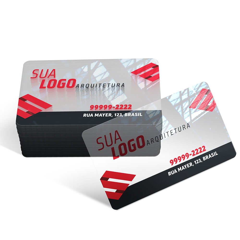 Cartões De Visita Pvc 0,30mm Transparente Com Tinta Branca