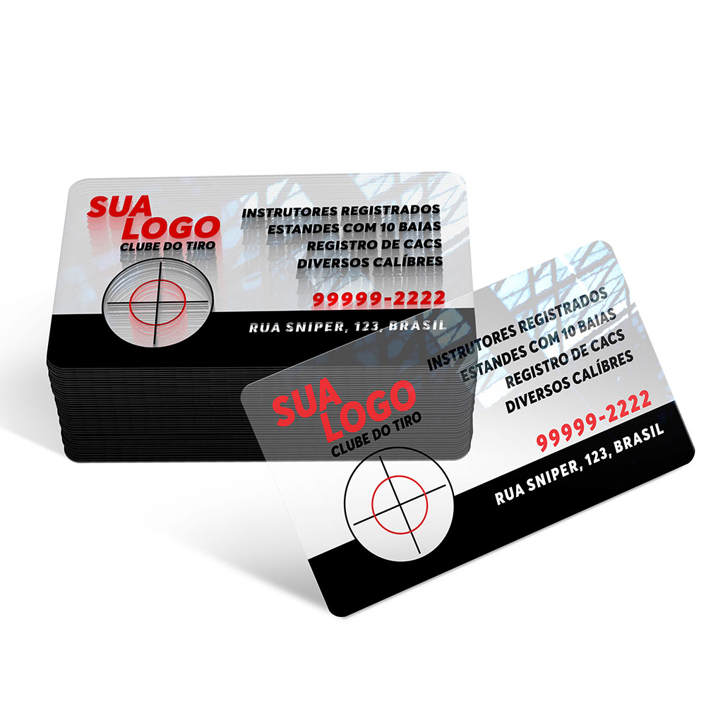 Cartões De Visita Pvc 0,30mm Transparente Com Tinta Branca