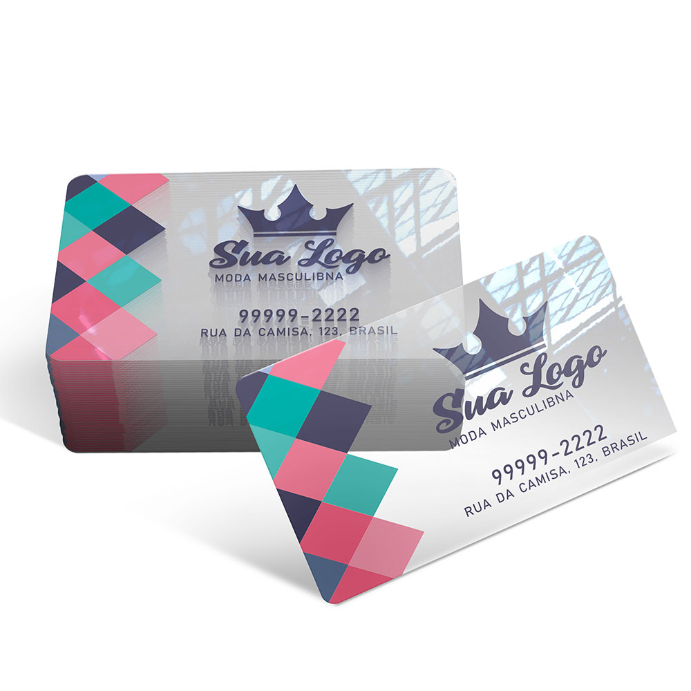 Cartões De Visita Pvc 0,30mm Transparente Com Tinta Branca
