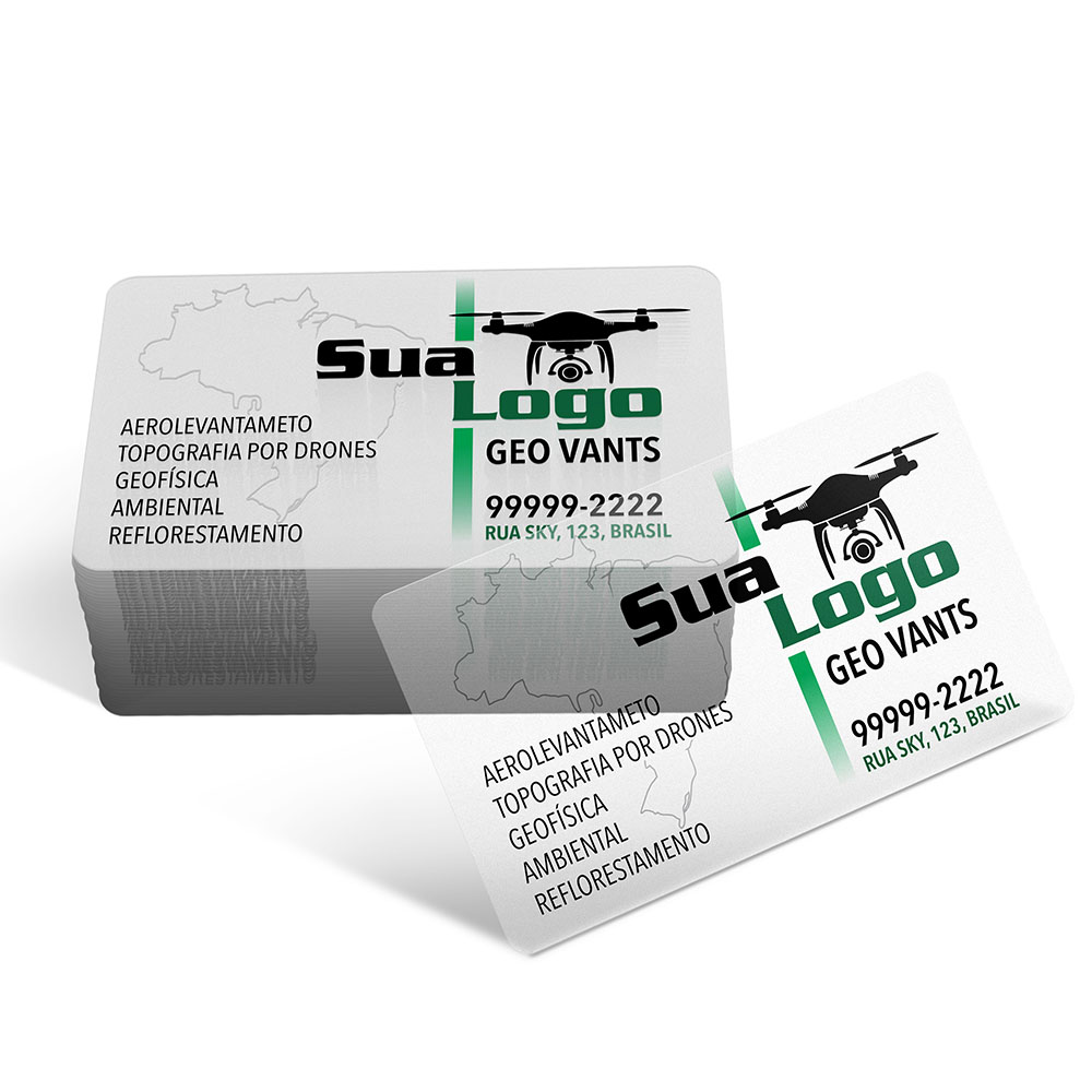 Cartões De Visita Pvc 0,30mm Translúcido Sem Tinta Branca