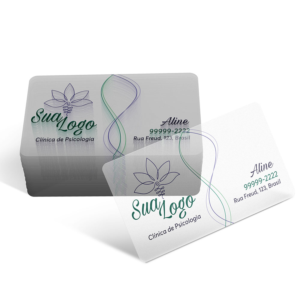 Cartões De Visita Pvc 0,30mm Translúcido Com Tinta Branca