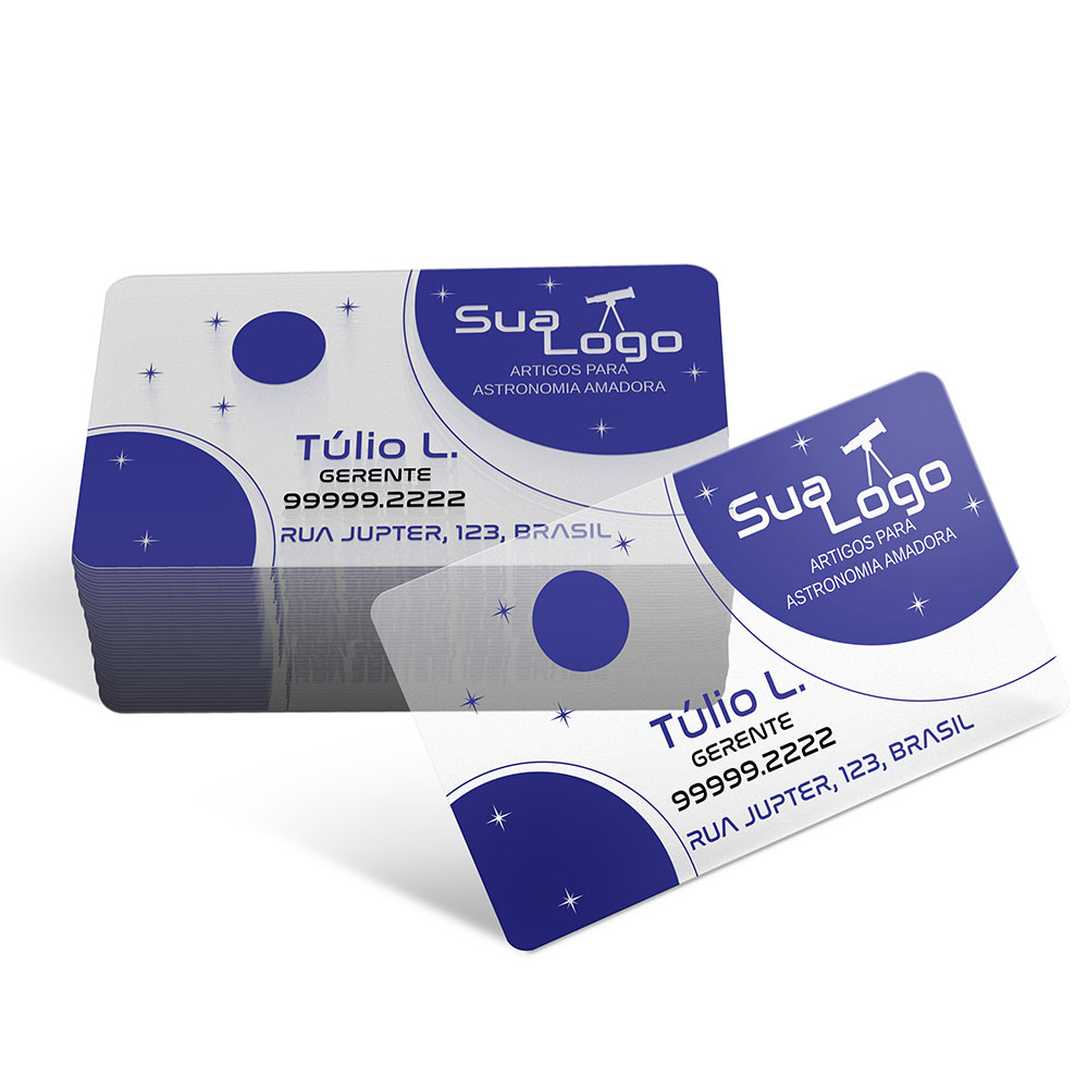 Cartões De Visita Pvc 0,30mm Translúcido Com Tinta Branca