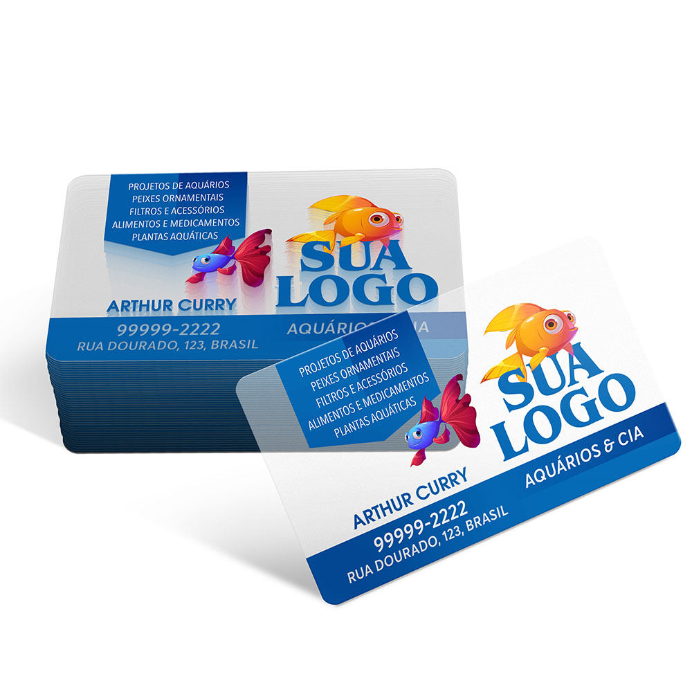 Cartões De Visita Pvc 0,30mm Translúcido Com Tinta Branca