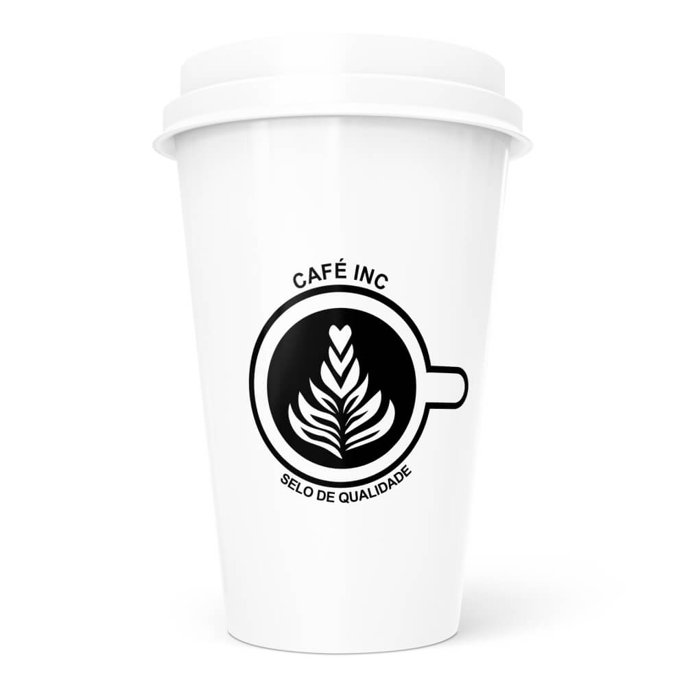 Copo Ecológico Bucks em PP de 550ml Branco com Impressão Silk