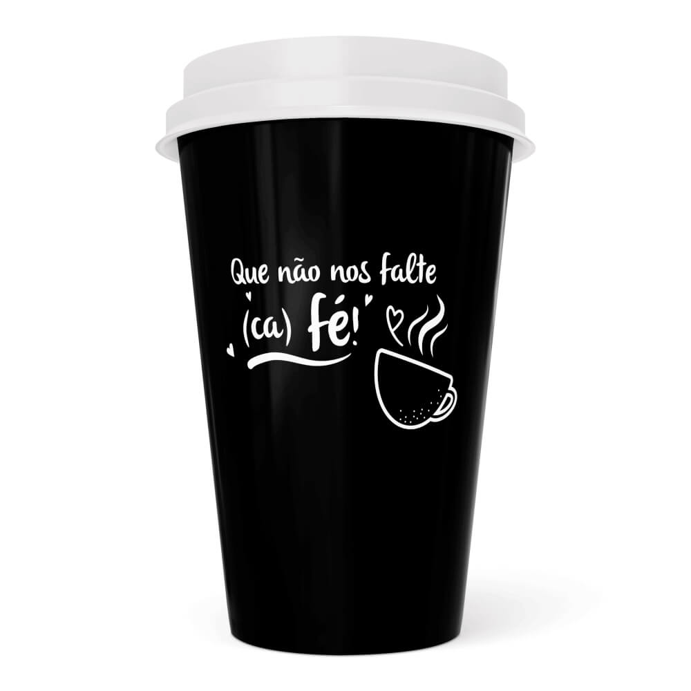 Copo Ecológico Bucks em PP de 550ml Preto com Impressão Silk